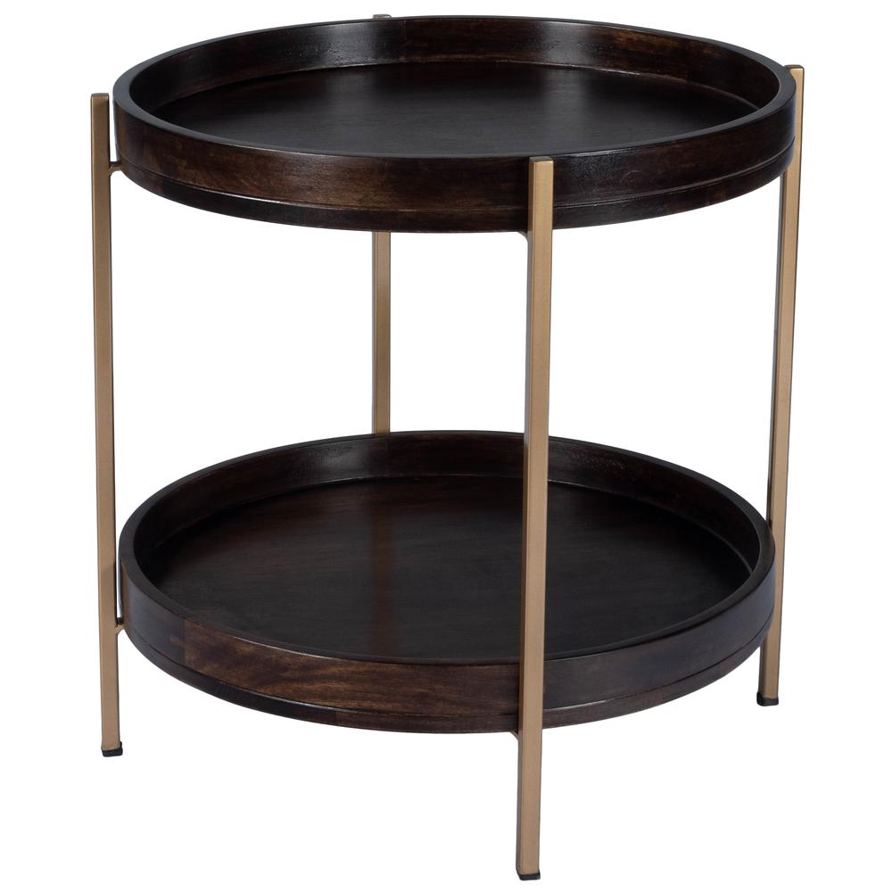 Damirra 23 in. W Round Wood & Metal 2 Tier Side Table