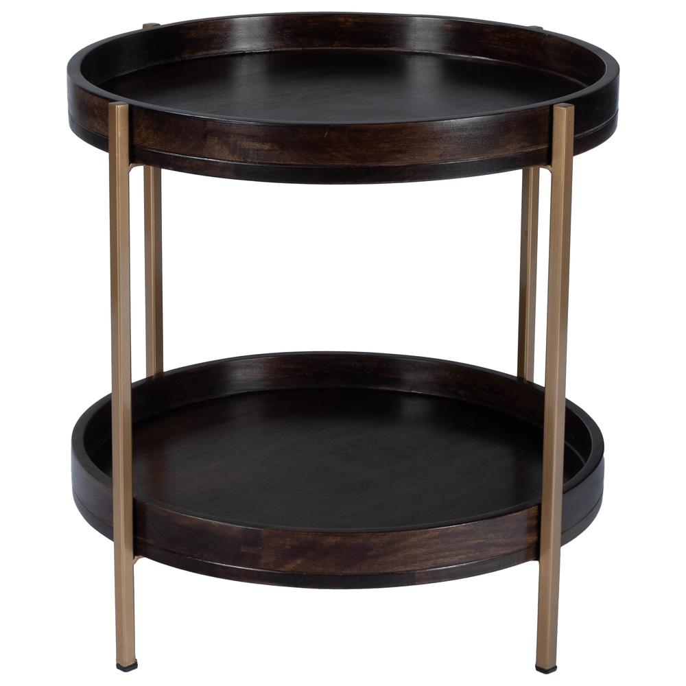 Damirra 23 in. W Round Wood & Metal 2 Tier Side Table