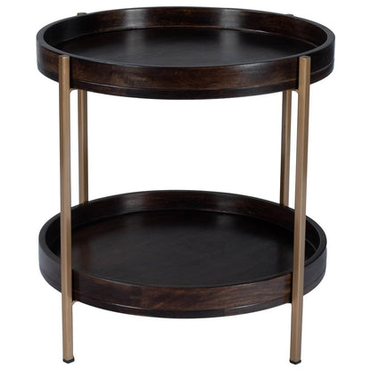 Damirra 23 in. W Round Wood & Metal 2 Tier Side Table