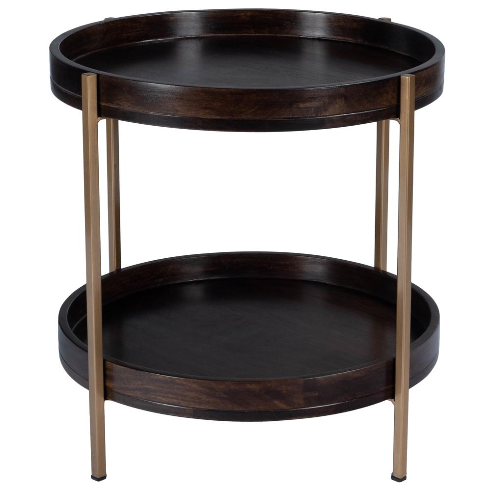 Damirra 23 in. W Round Wood & Metal 2 Tier Side Table