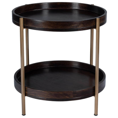 Damirra 23 in. W Round Wood & Metal 2 Tier Side Table