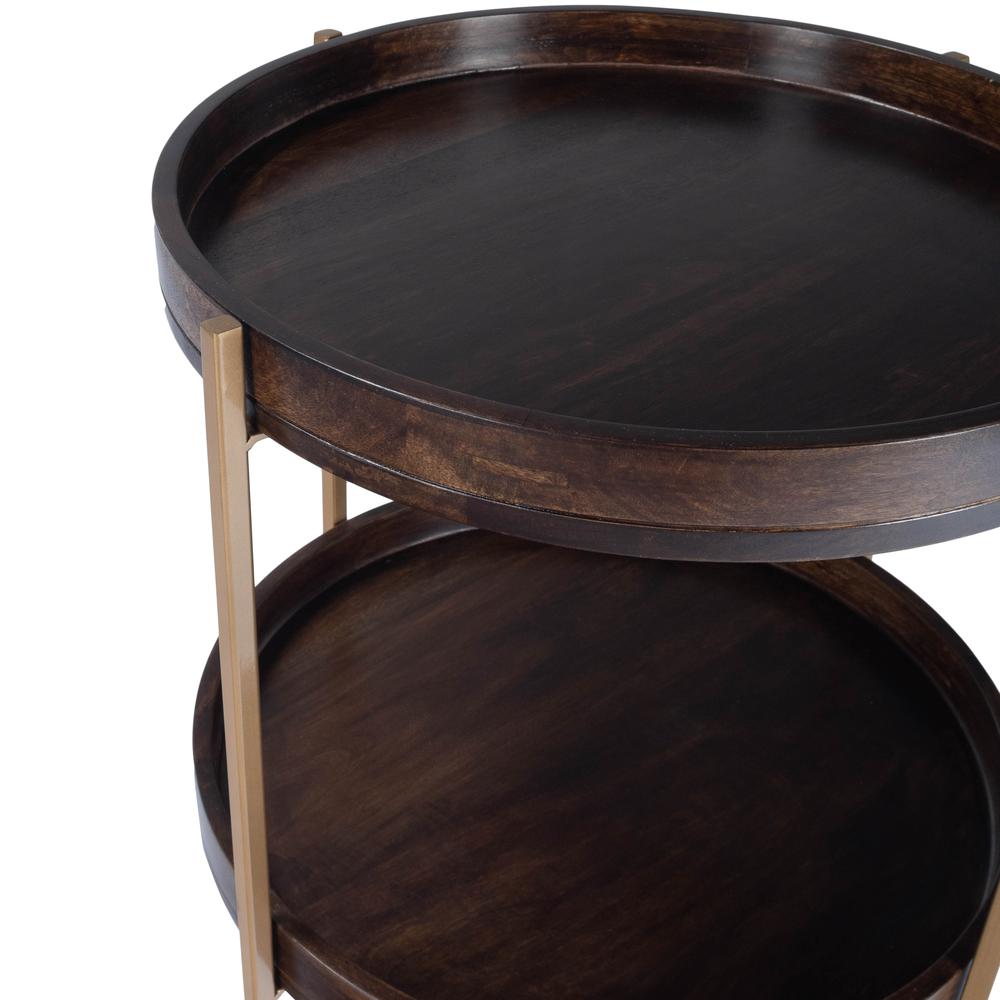 Damirra 23 in. W Round Wood & Metal 2 Tier Side Table