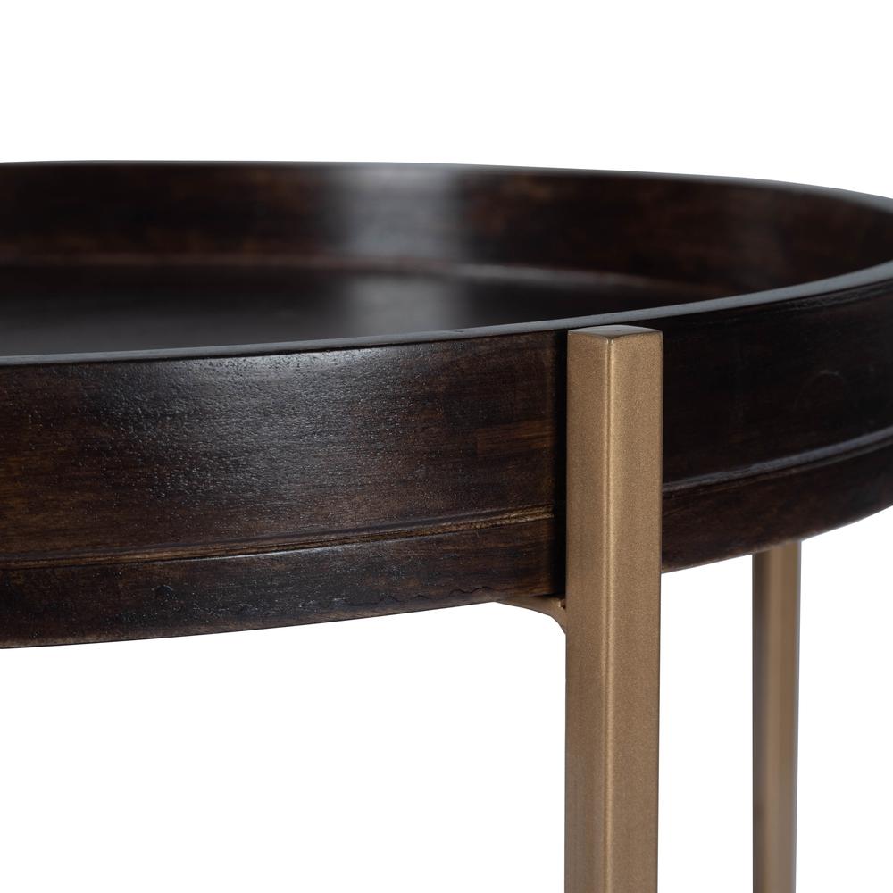 Damirra 23 in. W Round Wood & Metal 2 Tier Side Table