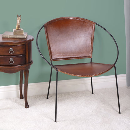 Milo Leather Accent Chair, Medium Brown
