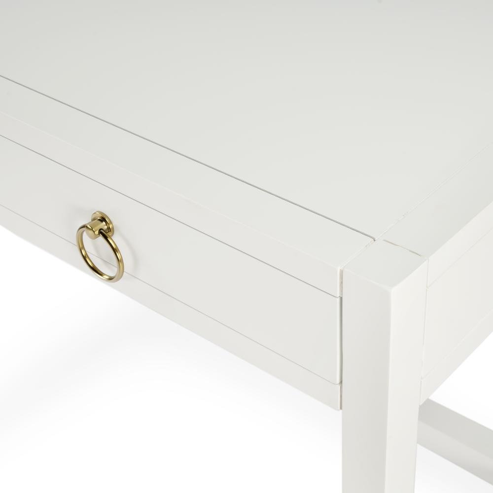 White Writing Desk with Drawer – Narrow Desk with Drawers for Home Use