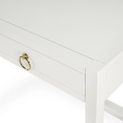 White Writing Desk with Drawer – Narrow Desk with Drawers for Home Use