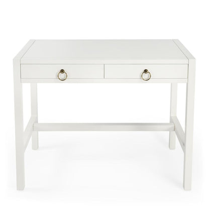 White Writing Desk with Drawer – Narrow Desk with Drawers for Home Use