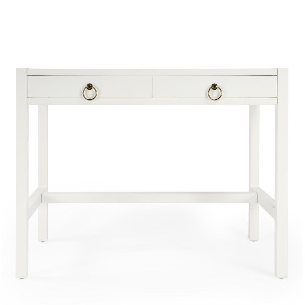 White Writing Desk with Drawer – Narrow Desk with Drawers for Home Use