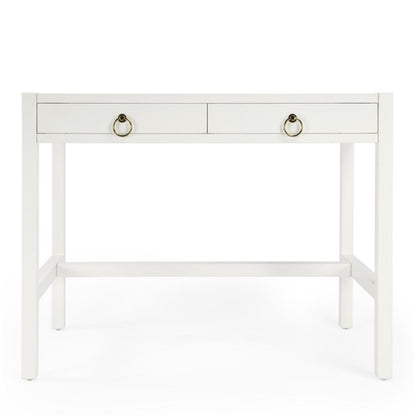 White Writing Desk with Drawer – Narrow Desk with Drawers for Home Use