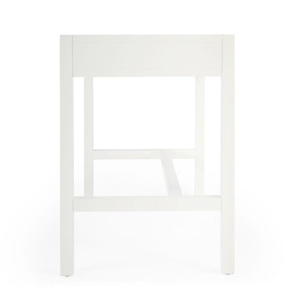 White Writing Desk with Drawer – Narrow Desk with Drawers for Home Use