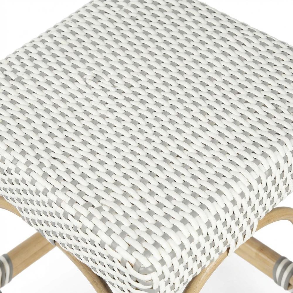 Rattan Counter Stool with Footrest, Coastal Bar Stool for Kitchen Dining Room