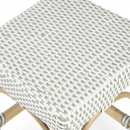 Rattan Counter Stool with Footrest, Coastal Bar Stool for Kitchen Dining Room