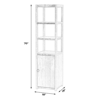 Lark 3- Tier 1 Door Narrow  Etagere Bookcase, Navy Blue