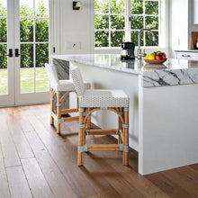 Rattan Counter Stool – White Wicker and Wood Bar Stools for Seating