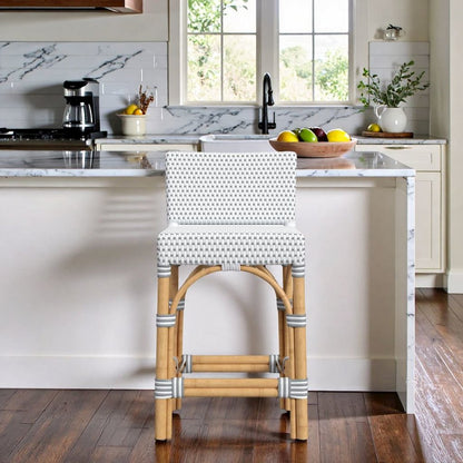 Rattan Counter Stool – White Wicker and Wood Bar Stools for Seating