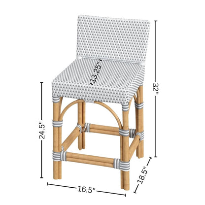 Rattan Counter Stool – White Wicker and Wood Bar Stools for Seating