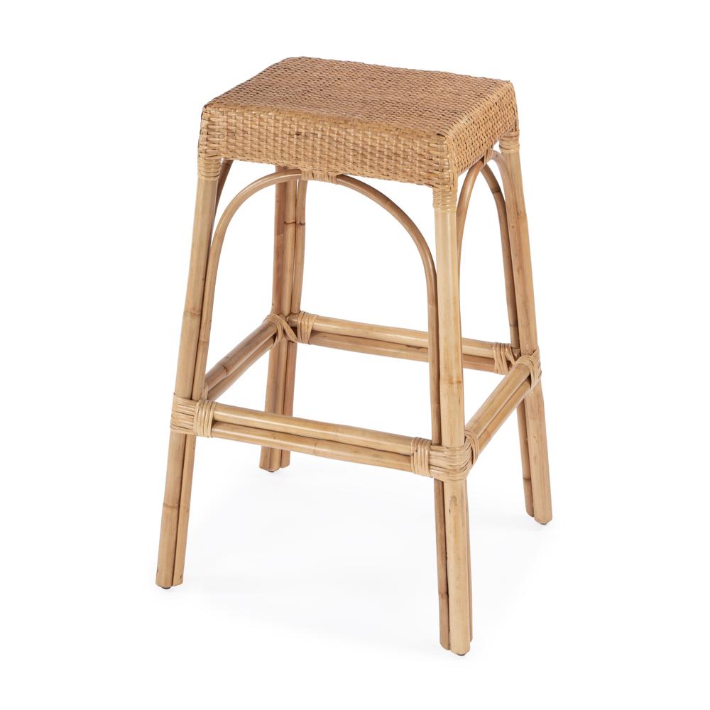 Robias Rectangular Rattan 30" Bar Stool, Natural