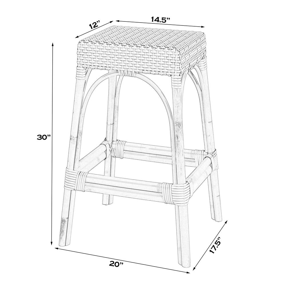 Robias Rectangular Rattan 30" Bar Stool, Natural