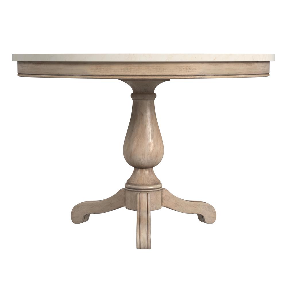 Danielle 44" Round Pedestal Marble top Dining Table, Tan/Beige