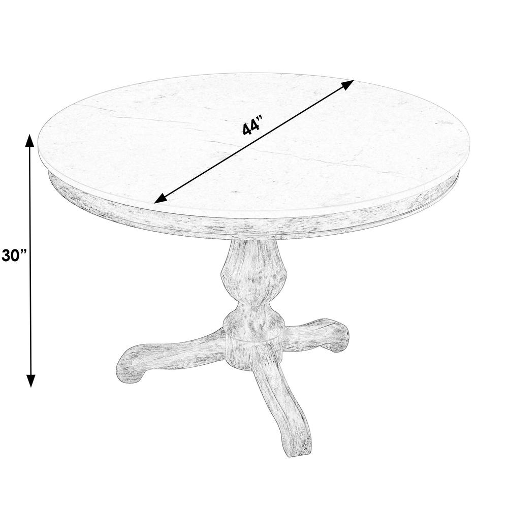 Danielle 44" Round Pedestal Marble top Dining Table, Tan/Beige