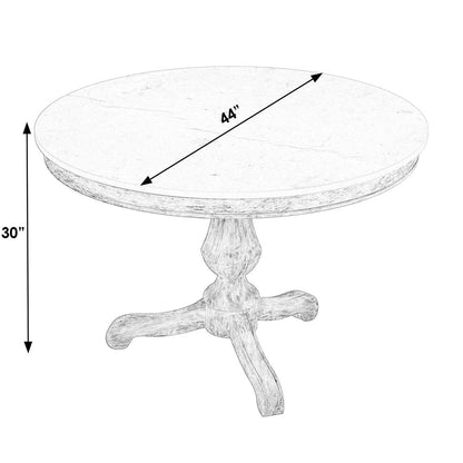 Danielle 44" Round Pedestal Marble top Dining Table, Tan/Beige
