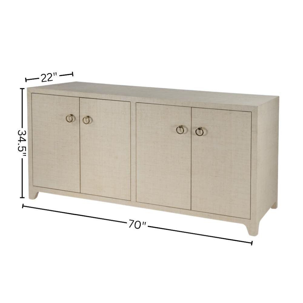 Buffet Cabinet with Storage – Large 4 Door Side Board in Oak Finish
