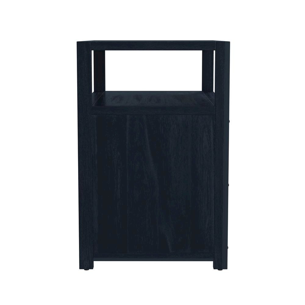 Navy Blue Nightstand – Wide Wood Night Stand with Two Drawers in Blue