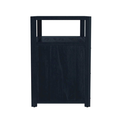 Navy Blue Nightstand – Wide Wood Night Stand with Two Drawers in Blue