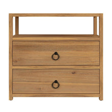 Brown Night Table – Wide Wood Night Stand for Bedroom with Two Drawers