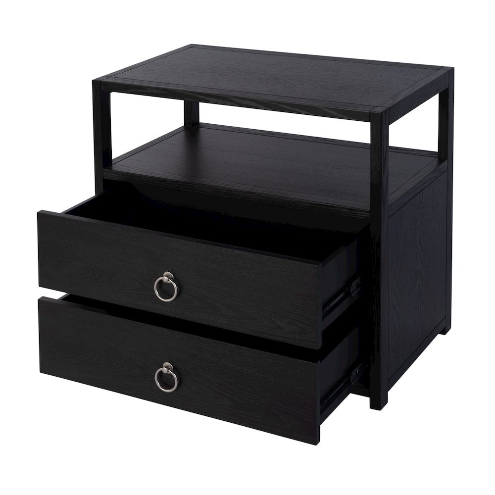 Lark 28 in. W Rectangular Wood 2 Drawer Nightstand, Black