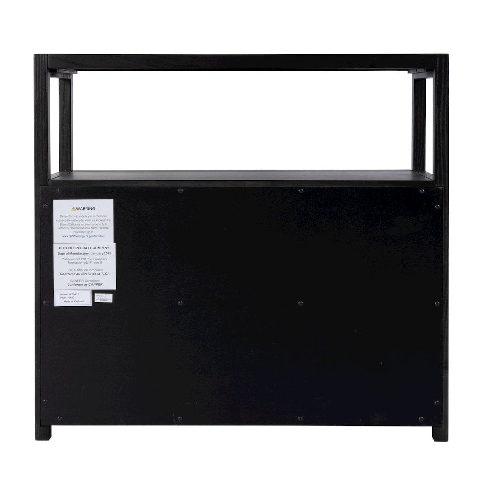 Lark 28 in. W Rectangular Wood 2 Drawer Nightstand, Black