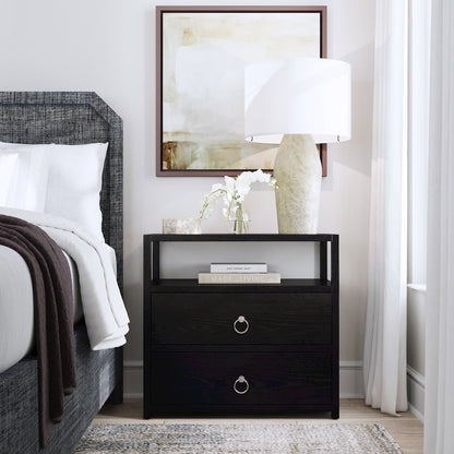 Lark 28 in. W Rectangular Wood 2 Drawer Nightstand, Black