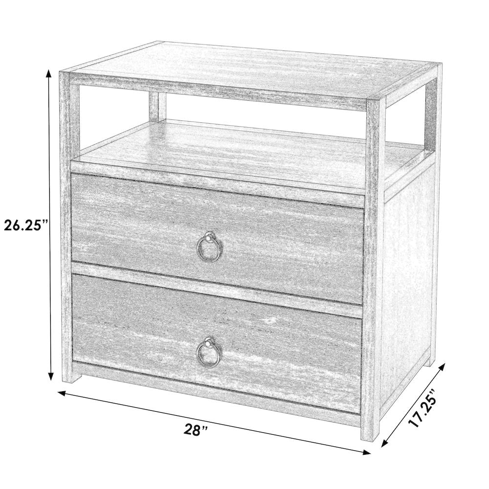 Lark 28 in. W Rectangular Wood 2 Drawer Nightstand, Black