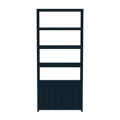 Blue Bookcase with Cabinet and Drawers – Wood Shelf Cabinet Design