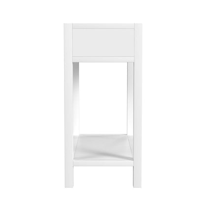 Wide White Nightstand with Drawer – 30 Inch Wood Nightstand for Bedroom