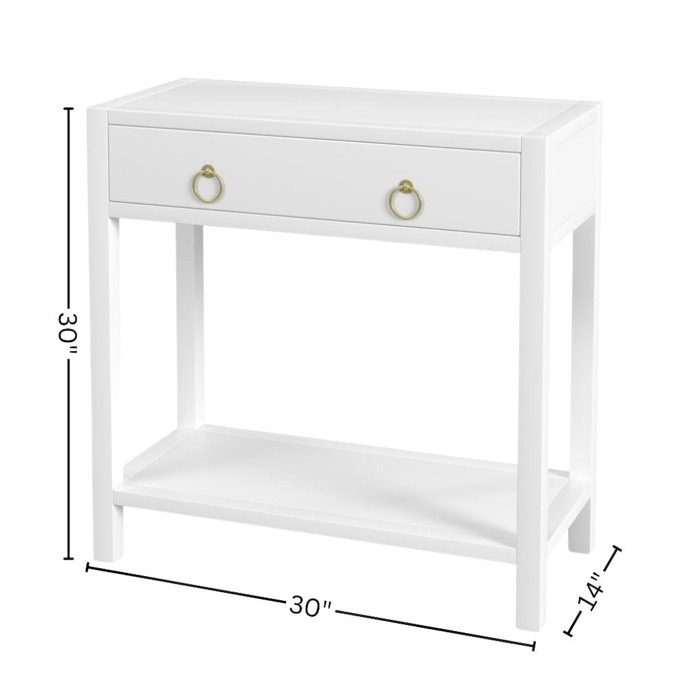 Wide White Nightstand with Drawer – 30 Inch Wood Nightstand for Bedroom