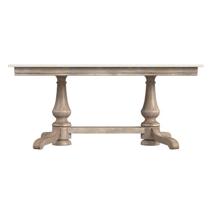 Danielle Rectangular Marble Dining Table, Tan/Beige