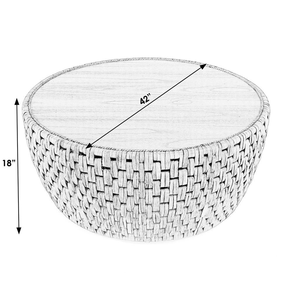 Captiva Round Rattan Drum Coffee Table, Natural