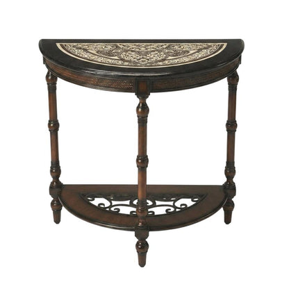 Demilune Console Table with Distressed Finish, Traditional Entryway Accent