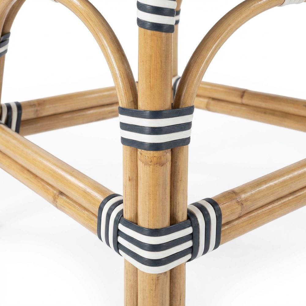 Rattan Low Back Counter Stool, Transitional Bar Stool for Dining Rooms