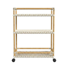 3-Tier Wicker Bar Cart with Storage, Traditional Serving Cart for Patio