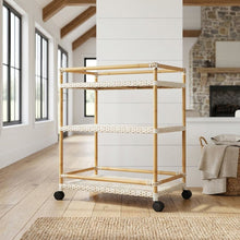 3-Tier Wicker Bar Cart with Storage, Traditional Serving Cart for Patio
