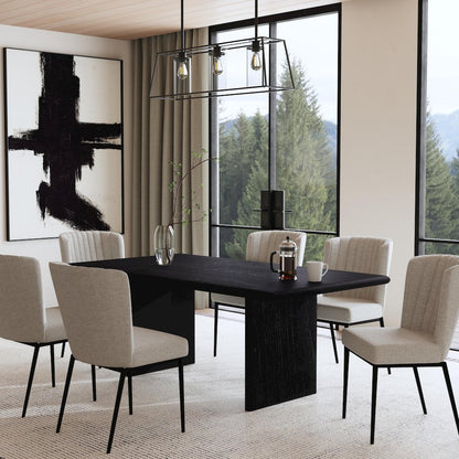 Halmstad 74 in. W Rectangular Wood Panel Dining Table, Black