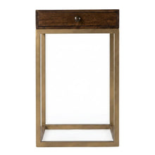 C Shaped End Table with Drawer, Mid-Century Modern Side Table for Living Room