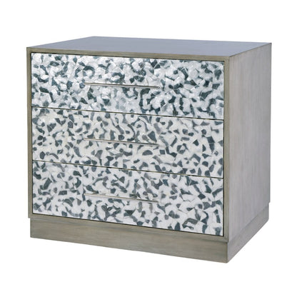 Maganda 32 in. W Wood and Tortoise Capiz 3 Drawer Chest, Gray