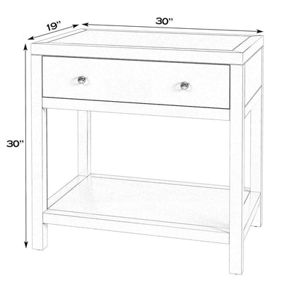 30 in. W Rectangular Wood 1 Drawer Wide Nightstand with Lower Open Shelf