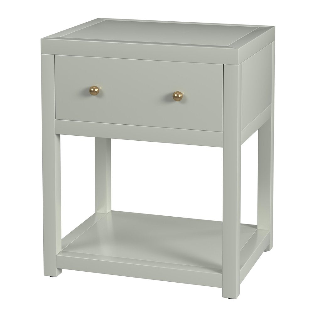 Nora 21 in. W Wood 1 Drawer Small Nightstand with Shelf, Sage Green