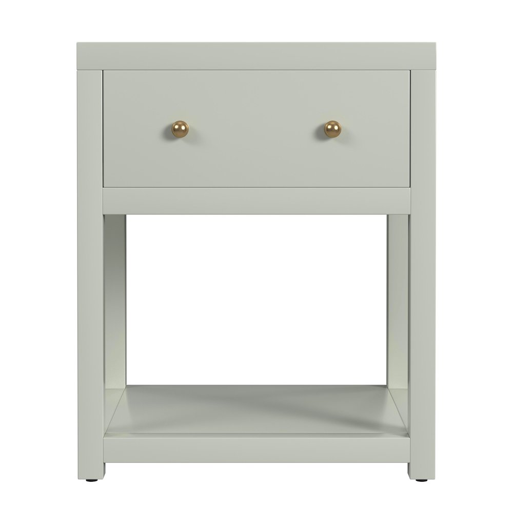 Nora 21 in. W Wood 1 Drawer Small Nightstand with Shelf, Sage Green