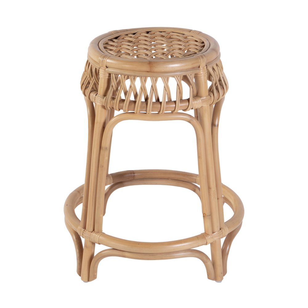 Antigua 24.75" Seat Height Round Rattan Counter Stool, Natural