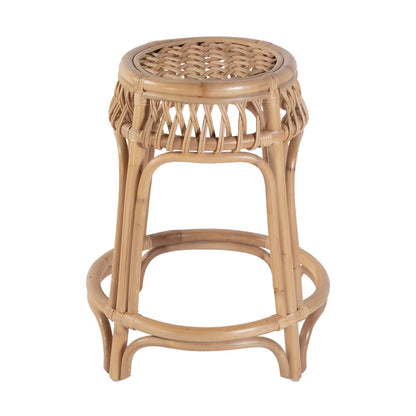 Antigua 24.75" Seat Height Round Rattan Counter Stool, Natural